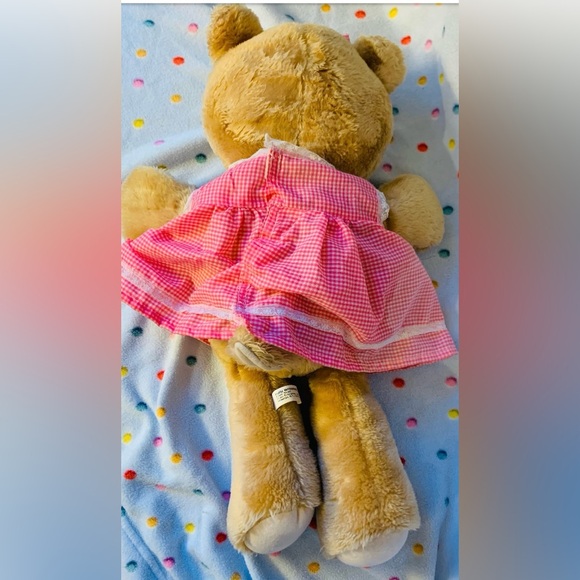 Vintage Bijou Enterprises Girl Teddy Bear Plush 80s Stuffed Animal Sleepy Eyes - Picture 6 of 7